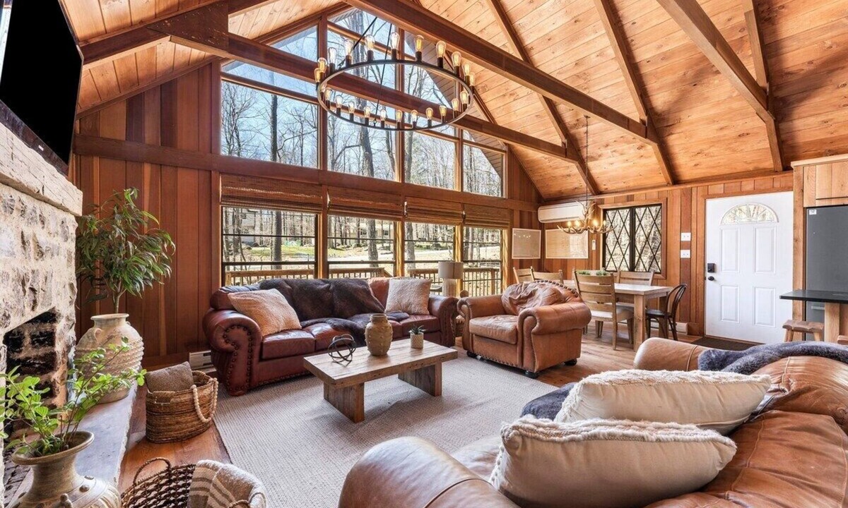 Gouldsboro Ski Chalet | Modern A-Frame Chalet with Sauna, Indoor Pool & Game Room