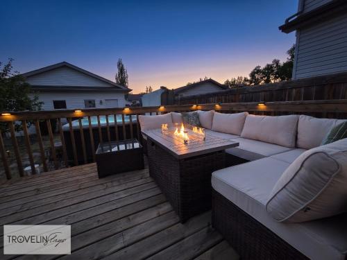 Southwest Edmonton House | Nordic Oasis near West Edmonton Mall with Hot Tub, King Ensuite & Fire Table