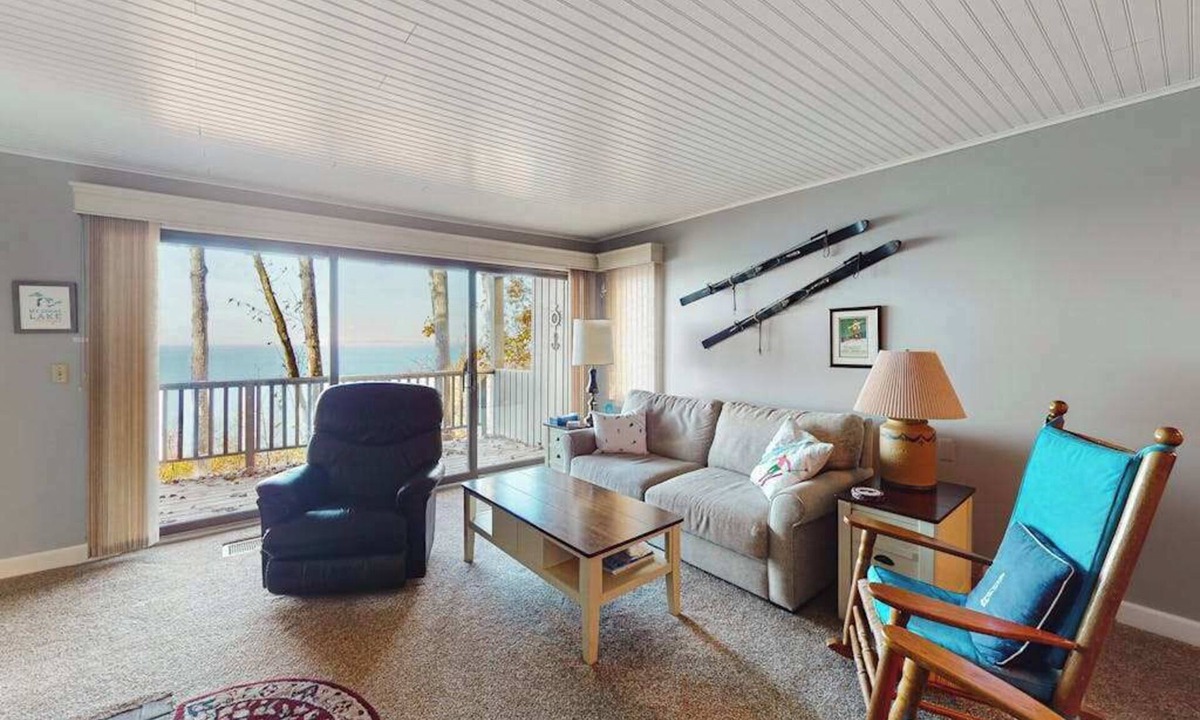 Maple City Condo | Tasteful Glen Arbor condo with beautiful Lake Michigan views, deck & fireplaces
