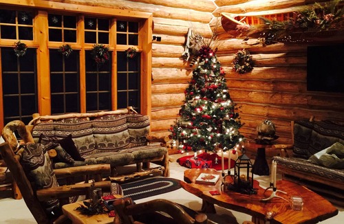 Central Lake Cabin | Bellaire Overlook Log Home on Beautiful 40 Acres with sunset views