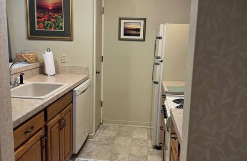 Bellaire Condo | Cozy Studio Retreat Fireplace Balcony Views Pool + Beach Access