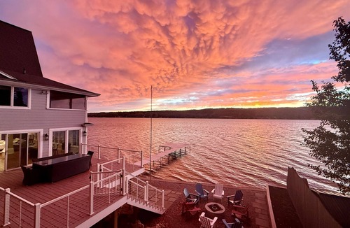 Geneseo House | Lakefront Estate | Pool, Hot Tub, Game Barn | Sleeps 16+