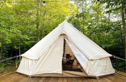 Miller Lake RV Rental | Off-Grid Bell Tent near the Bruce Peninsula in Tobermory, Ontario, Perfect for a Glamping Retreat