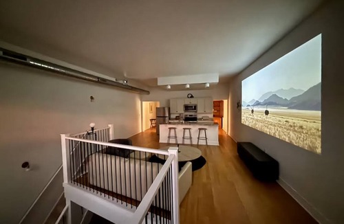 Lockport Apartment | Private Cinematic Loft, Café Downstairs, Quiet Workspace with 1.5 Bath