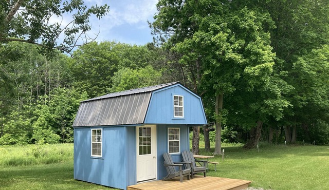 Cozy solar bunkie cabin located happy green acres campground