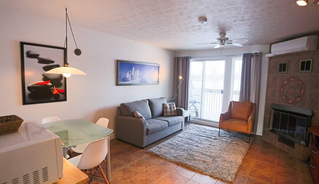 Mt-Orford ski 8.5Km. Walk to old Magog! Lake view w/pools, hot tub, sauna! Quiet