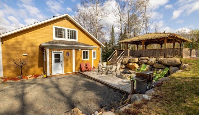Nestled amidst the breathtaking beauty of a mountainous landscape.
