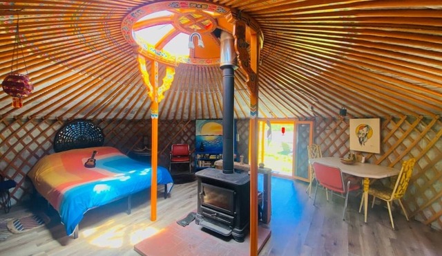 Secluded yurt down by the river