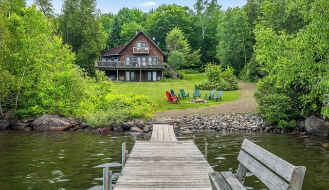 Stone - This Rangeley Lake home has a very level entry to the water with a huge deck!